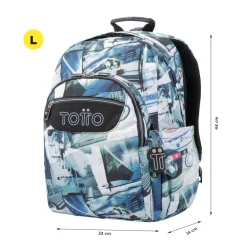 TOTTO - Mochila escolar adaptable a carro postales y casetes Acuareles* Material Escolar