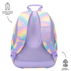 TOTTO - Mochila escolar arcoíris Crayoles