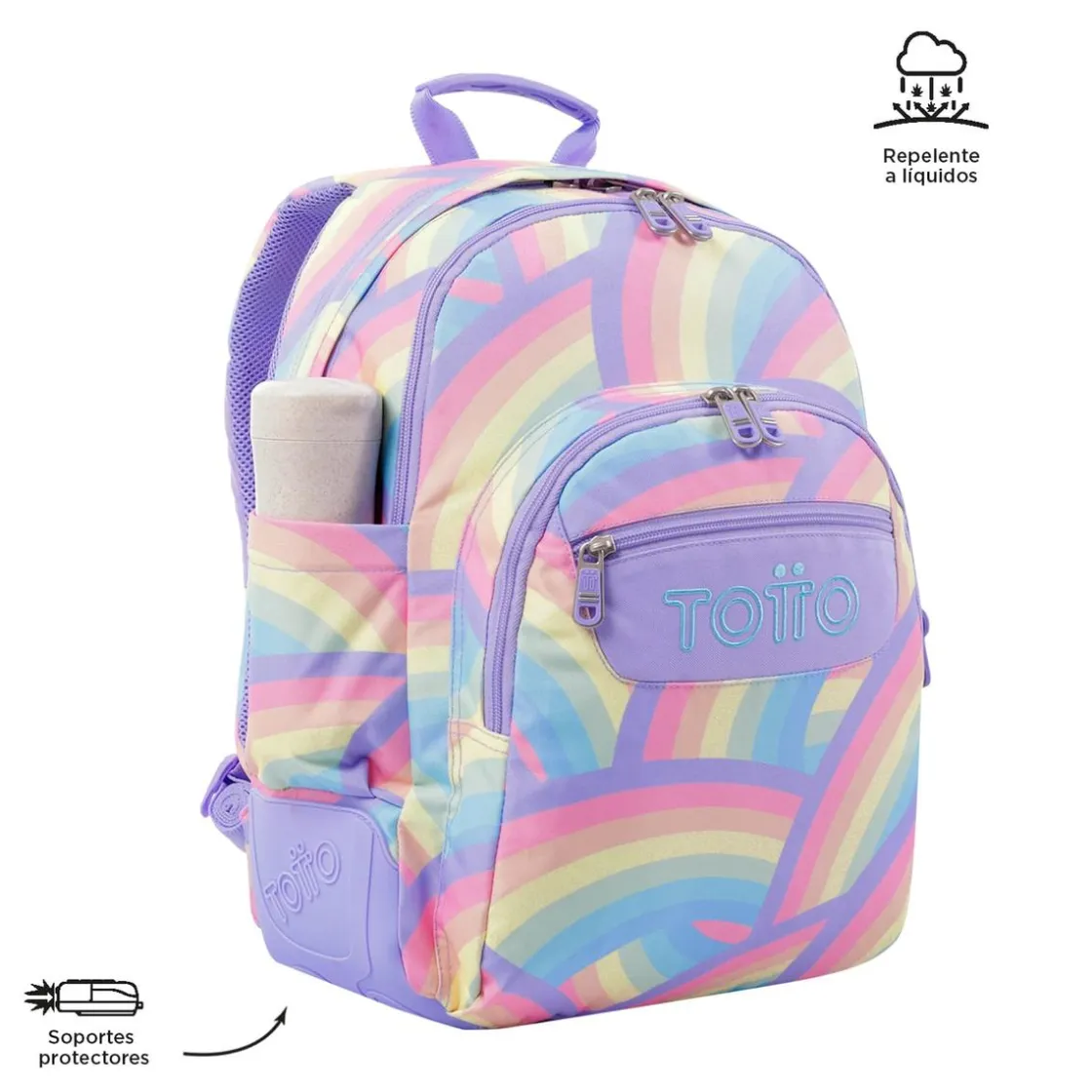 TOTTO - Mochila escolar arcoíris Crayoles