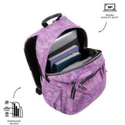 TOTTO - Mochila escolar camuflaje rosa Acuarela