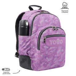 TOTTO - Mochila escolar camuflaje rosa Crayoles* Material Escolar