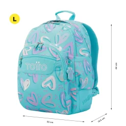 TOTTO - Mochila escolar corazones pintados Crayoles* Material Escolar