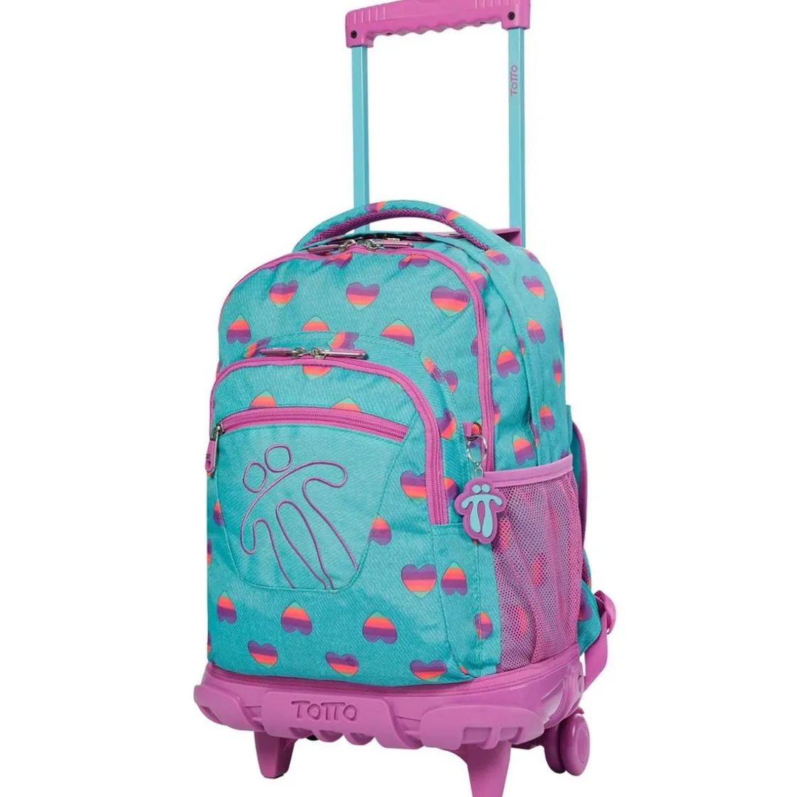 TOTTO - Mochila escolar con ruedas Renglones - Corazones