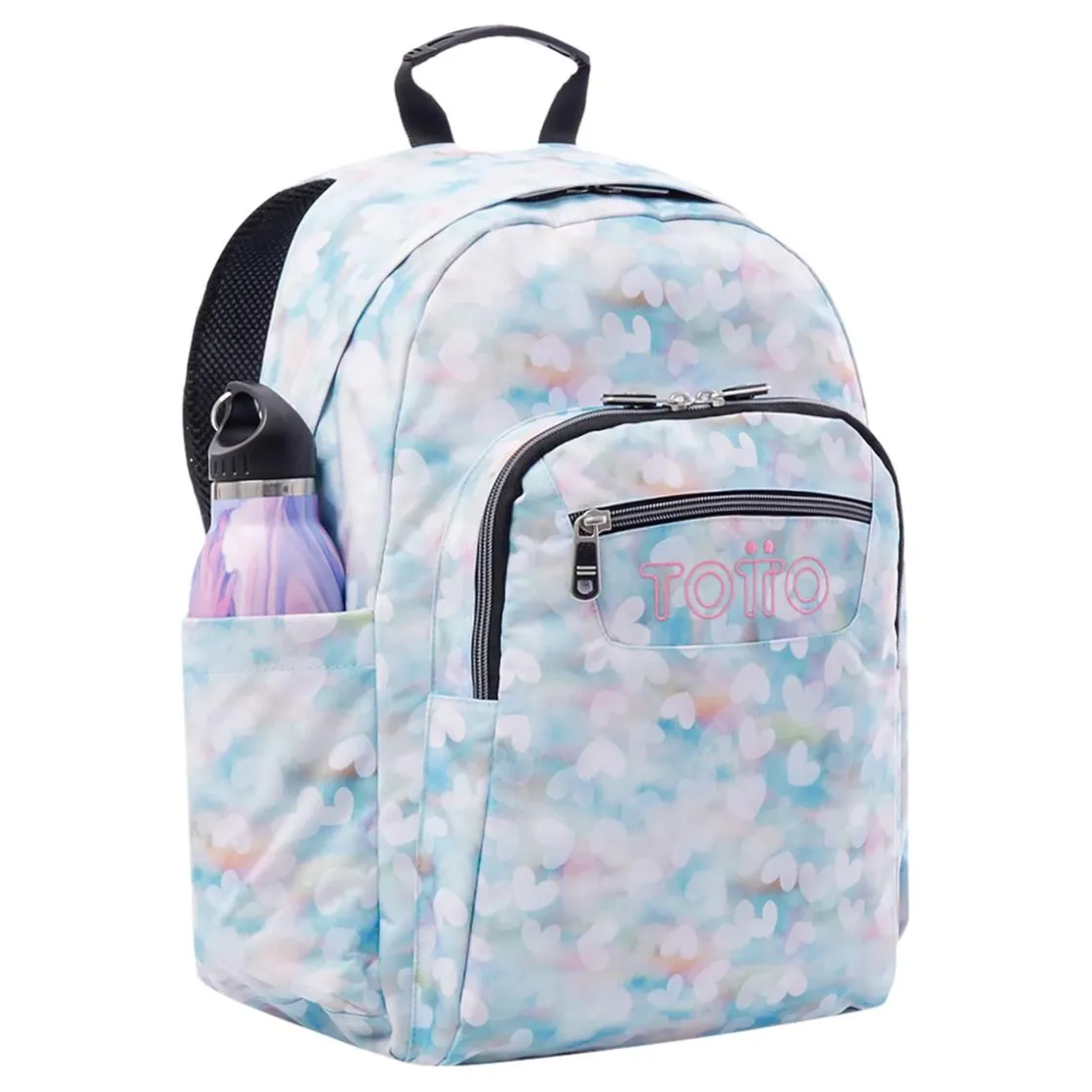 TOTTO - Mochila escolar corazones pastel Acuarela