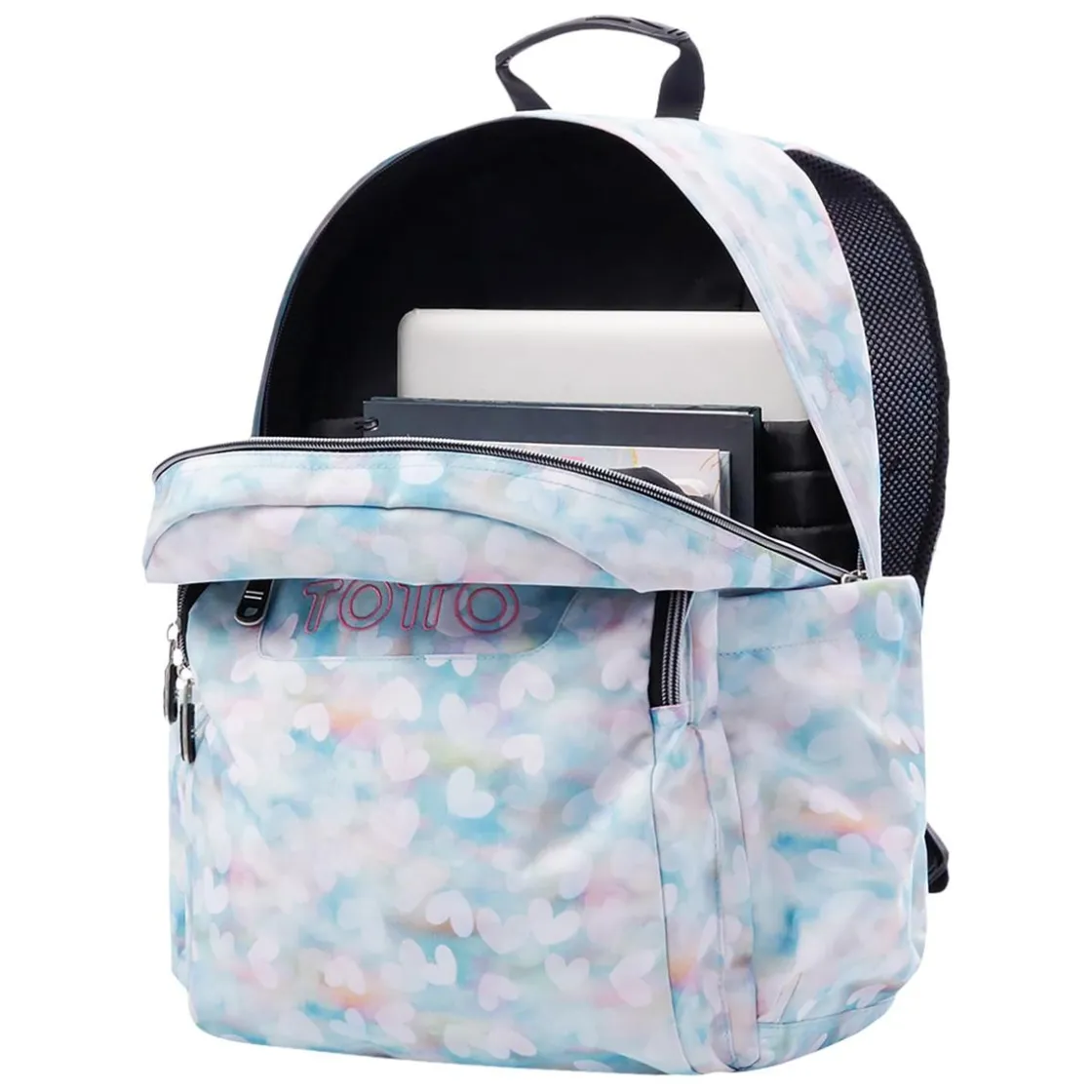 TOTTO - Mochila escolar corazones pastel Acuarela