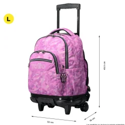 TOTTO - Mochila escolar con ruedas camuflaje rosa Renglones
