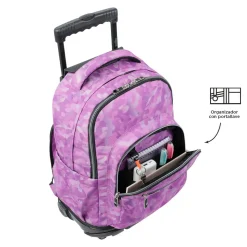 TOTTO - Mochila escolar con ruedas camuflaje rosa Renglones