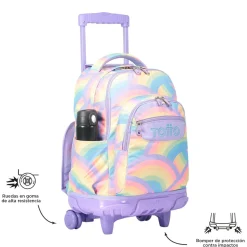 TOTTO - Mochila escolar con ruedas arcoíris Renglones* Material Escolar
