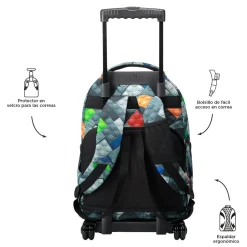 TOTTO - Mochila escolar con ruedas bloques Renglones