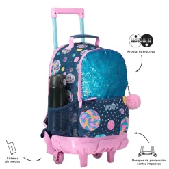 TOTTO - Mochila escolar con ruedas mediana Sweet Candy* Material Escolar