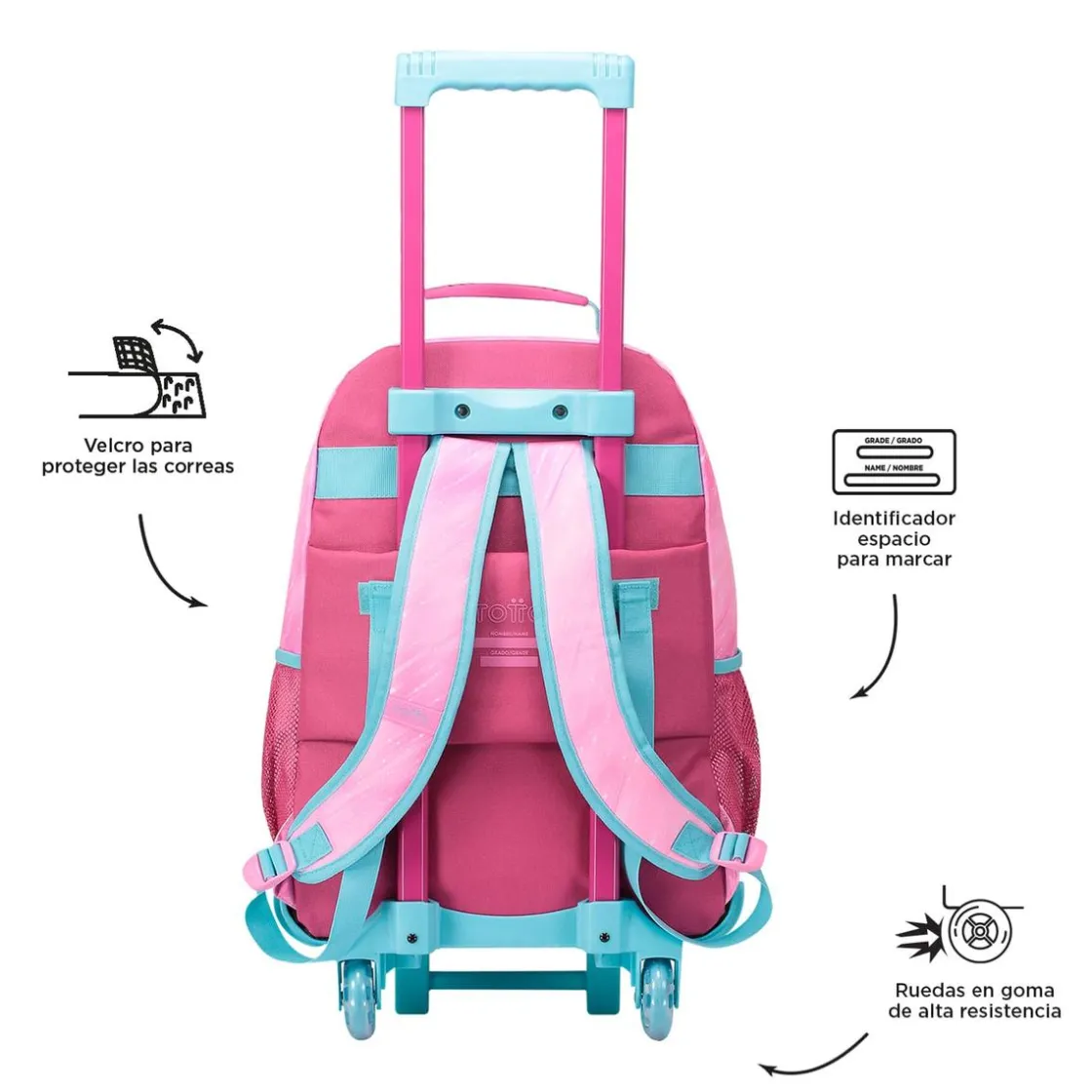 TOTTO - Mochila escolar con ruedas grande Fantasy* Material Escolar