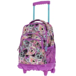 TOTTO - Mochila escolar con ruedas Renglones - Perritos* Material Escolar