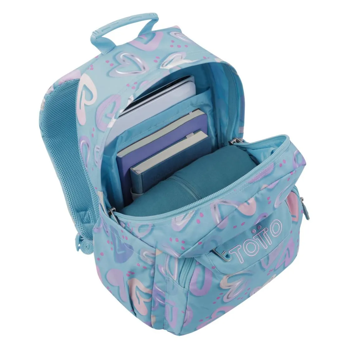 TOTTO - Mochila escolar corazones pintados Acuarela* Material Escolar