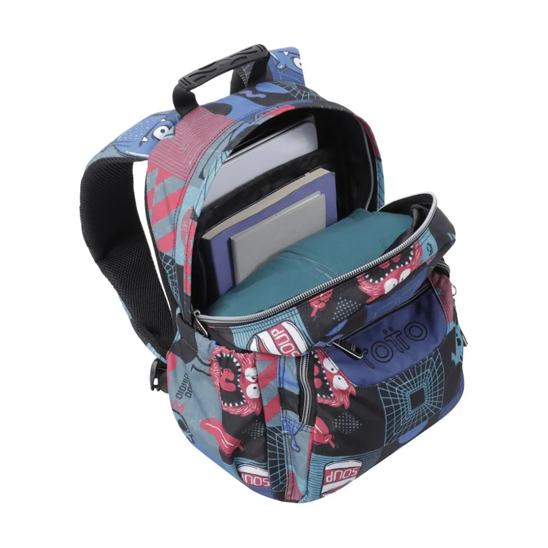 TOTTO - Mochila escolar cyber monstruos Gommas* Material Escolar