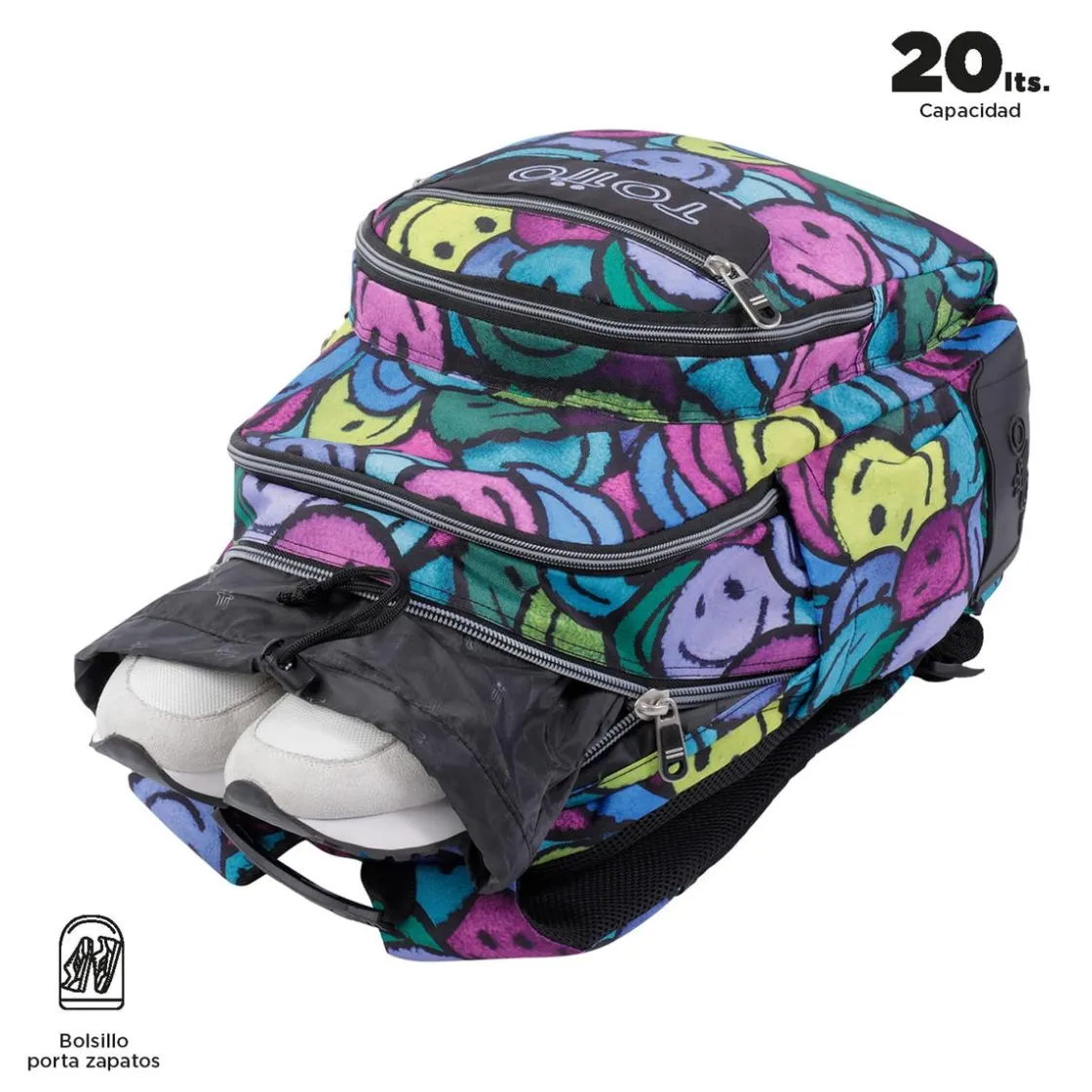 TOTTO - Mochila escolar emojis Crayoles* Material Escolar