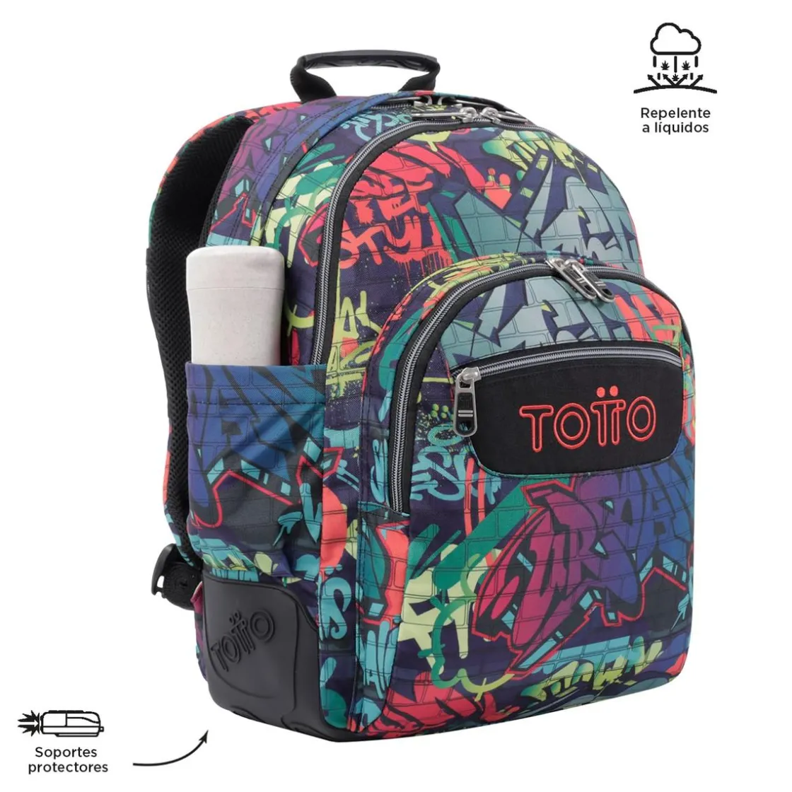 TOTTO - Mochila escolar graffiti Crayoles* Material Escolar