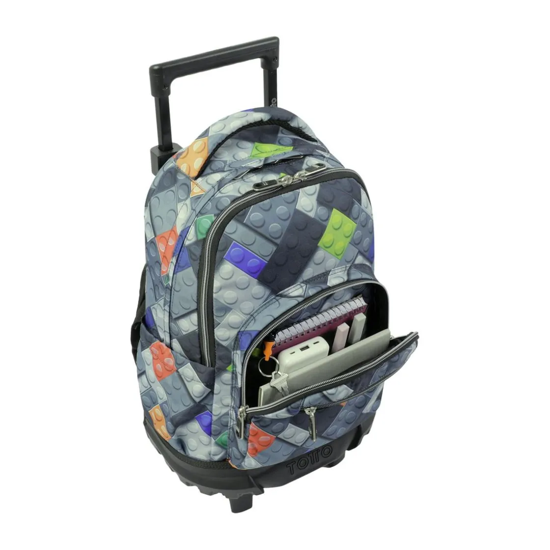 TOTTO - Mochila escolar pequeña ruedas bloques Resma