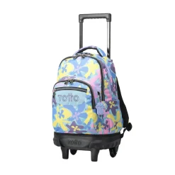 TOTTO - Mochila escolar pequeña ruedas flores hawaianas Resma