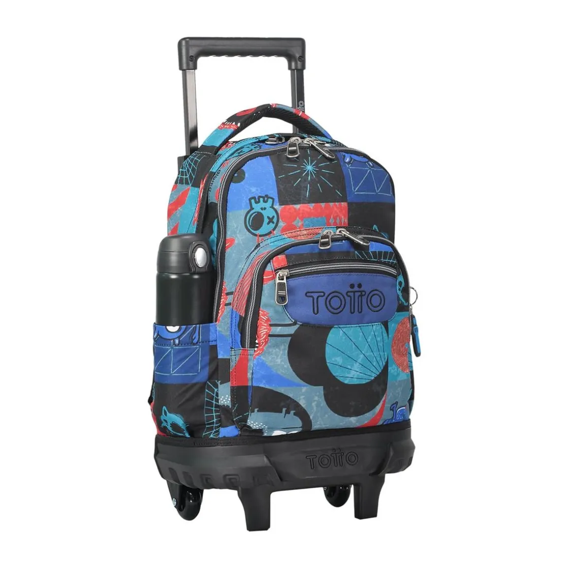 TOTTO - Mochila escolar pequeña ruedas cyber monstruos Resma