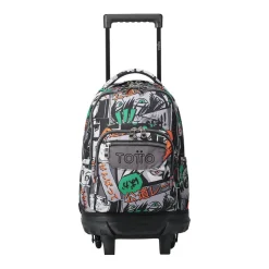 TOTTO - Mochila escolar pequeña ruedas manga Resma* Material Escolar