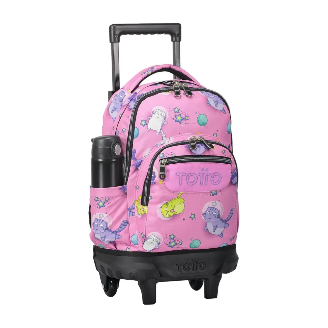TOTTO - Mochila escolar pequeña ruedas gatos astronautas Resma