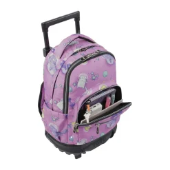 TOTTO - Mochila escolar pequeña ruedas gatos astronautas Resma