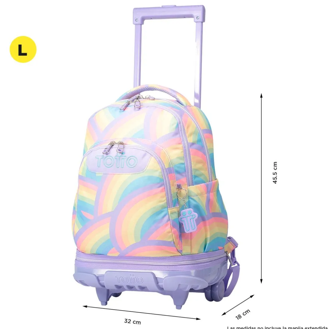 TOTTO - Mochila escolar ruedas desmontable arcoíris Tiza