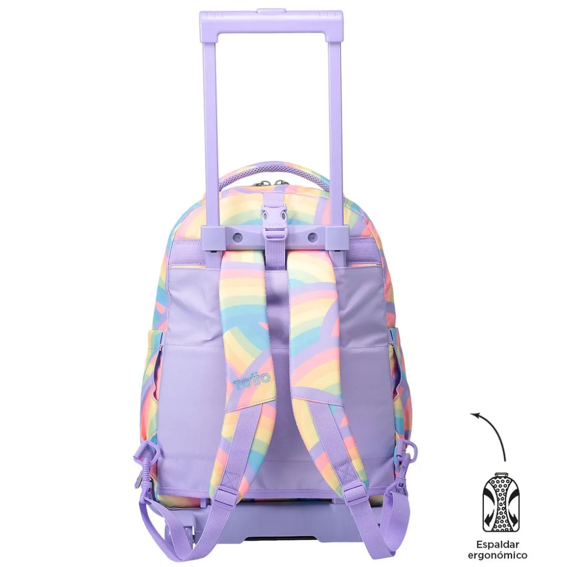 TOTTO - Mochila escolar ruedas desmontable arcoíris Tiza