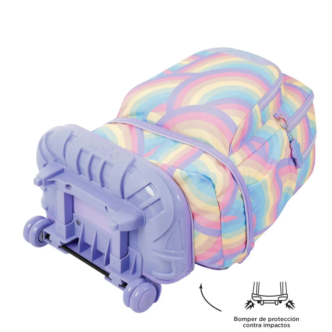 TOTTO - Mochila escolar ruedas desmontable arcoíris Tiza