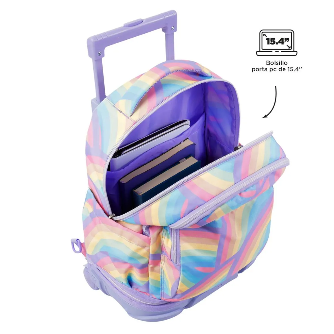 TOTTO - Mochila escolar ruedas desmontable arcoíris Tiza