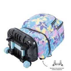 TOTTO - Mochila escolar ruedas desmontable flores hawaianas Tiza