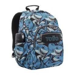 TOTTO - Mochila escolar tiburones Acuarela