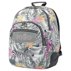 TOTTO - Mochila escolar tropical cebras Crayoles* Material Escolar
