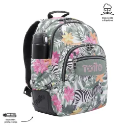 TOTTO - Mochila escolar tropical cebras Crayoles* Material Escolar