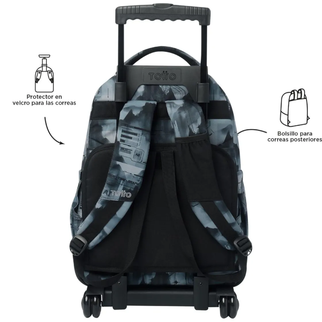 TOTTO - Mochila Renglones con ruedas - Digital Hill