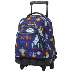 TOTTO - Mochila Renglones con ruedas Space Blue