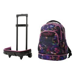 TOTTO - Mochila Tiza con ruedas Flower Galaxy* Material Escolar