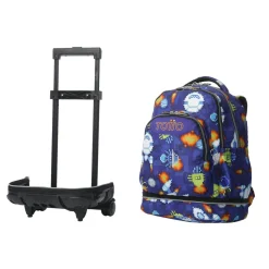TOTTO - Mochila Tiza con ruedas Space Blue* Material Escolar