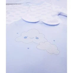 Prenatal Trajecitos azul celeste y crema con dibujos y rayas