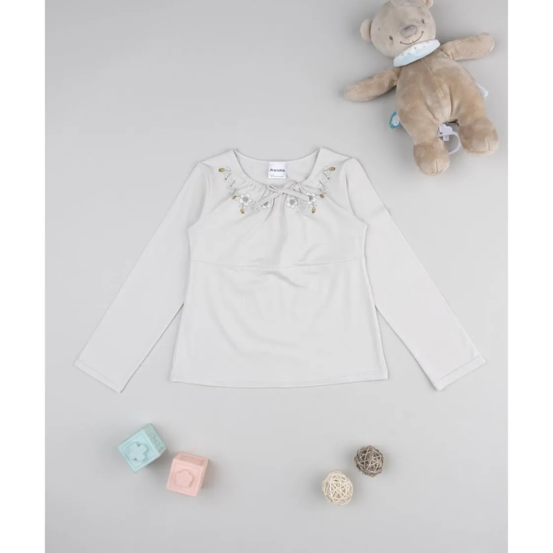 Prenatal T-shirt beige con cuello bordado para niña* Niña 2-10 Años·Camisas Y Camisetas|Niña·Niña 2-10 Años