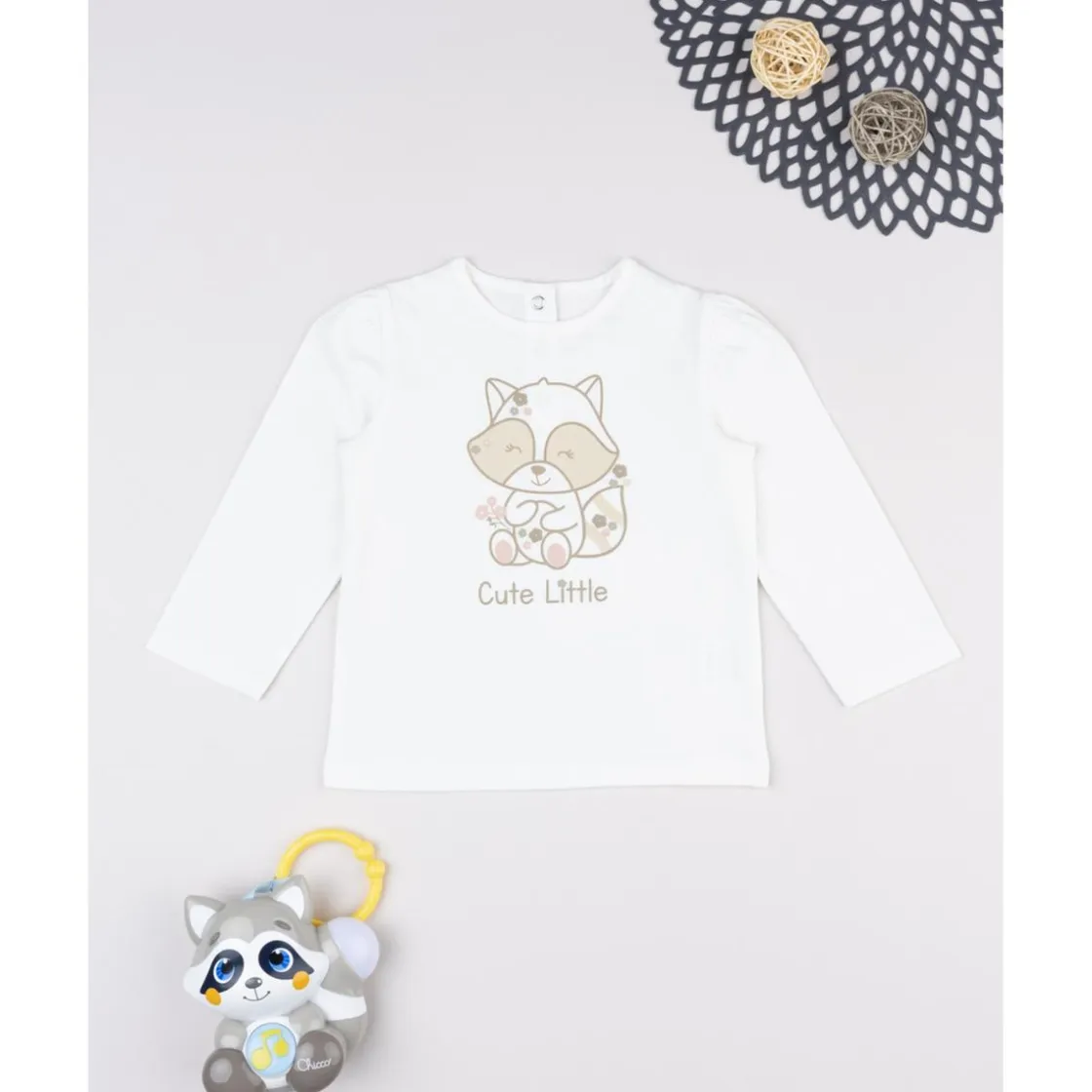 Prenatal T-shirt niña blanca estampado mapache* Niña·Bebé Niña 3-36 Meses|Bebé Niña 3-36 Meses·Camisas Y Camisetas