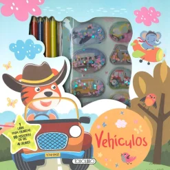 TODO LIBRO Vehículos - 10 Pegatinas de gel + 4 colores* Juguetes Educativos Y Libros