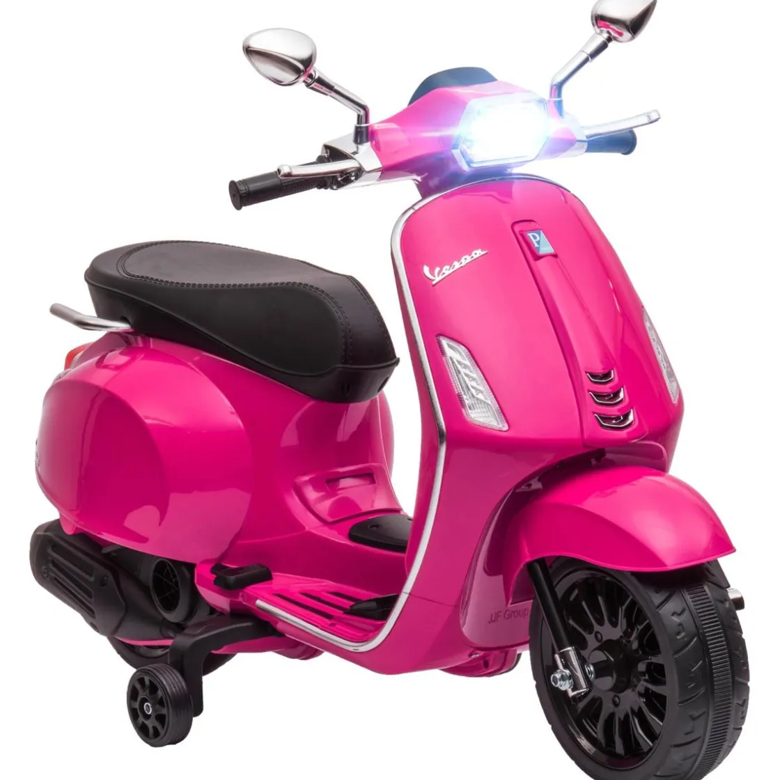 AIYAPLAY Vespa 6V con música, radio FM y ruedines Rosa