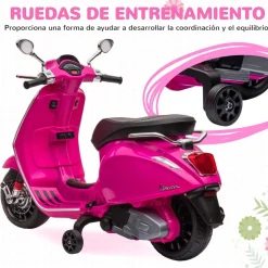 AIYAPLAY Vespa 6V con música, radio FM y ruedines Rosa