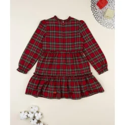Prenatal Vestido niña tartán rojo con cremallera trasera