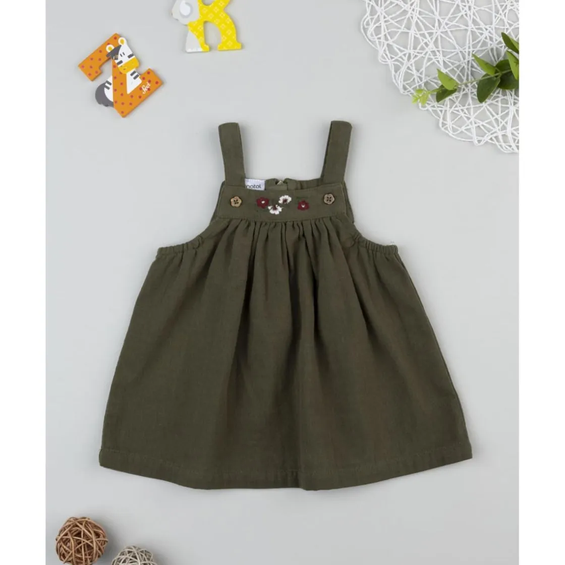 Prenatal Vestido pichi verde con bordado para niña* Recién Nacido·Ropa Y Accesorios|Ropa Y Accesorios·Vestidos