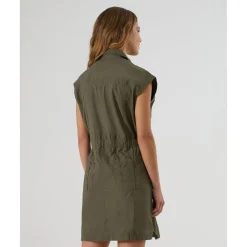 Prenatal Vestido premamá y de lactancia estilo camisero en verde militar