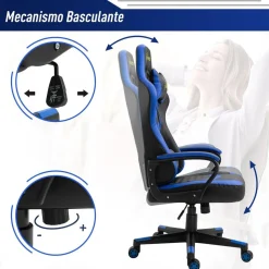Homcom Vinsetto - Silla Gaming azul-negro