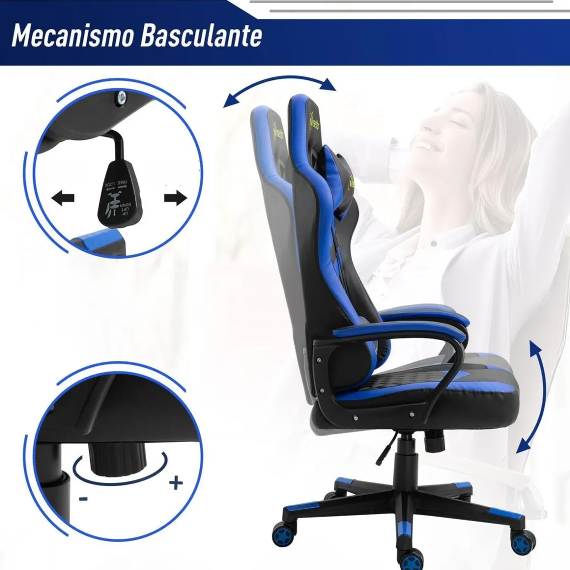 Homcom Vinsetto - Silla Gaming azul-negro