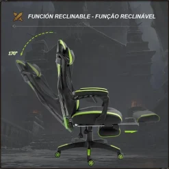 Homcom Vinsetto - Silla Gaming ergonómica verde-negro